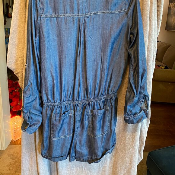 Haute Monde M medium shorts romper long roll sleeves denim look tencel - Picture 7 of 7